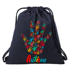 Autism Awareness Painted Hand Prints Drawstring Bag