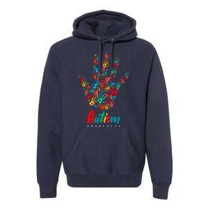 Autism Awareness Painted Hand Prints Premium Hoodie