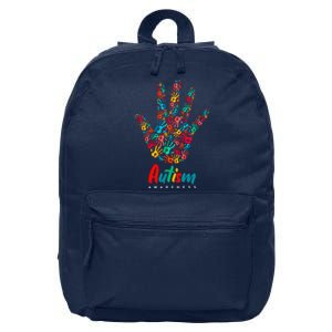 Autism Awareness Painted Hand Prints 16 in Basic Backpack