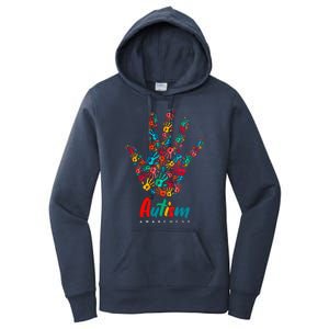 Autism Awareness Painted Hand Prints Women's Pullover Hoodie