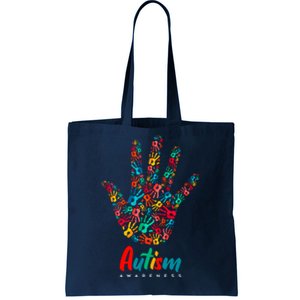 Autism Awareness Painted Hand Prints Tote Bag