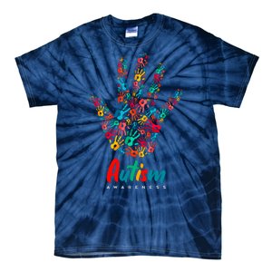 Autism Awareness Painted Hand Prints Tie-Dye T-Shirt