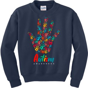 Autism Awareness Painted Hand Prints Kids Sweatshirt