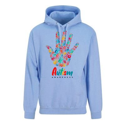 Autism Awareness Painted Hand Prints Unisex Surf Hoodie