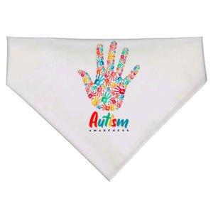 Autism Awareness Painted Hand Prints USA-Made Doggie Bandana