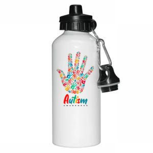 Autism Awareness Painted Hand Prints Aluminum Water Bottle