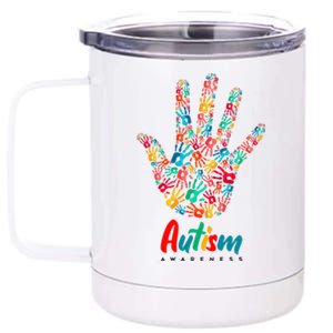 Autism Awareness Painted Hand Prints 12 oz Stainless Steel Tumbler Cup