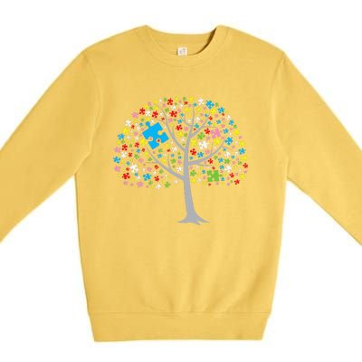 Autistic Autism Puzzle Tree Autism Premium Crewneck Sweatshirt