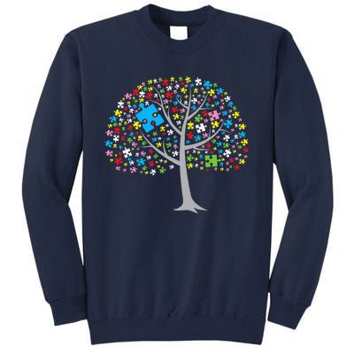 Autistic Autism Puzzle Tree Autism Tall Sweatshirt