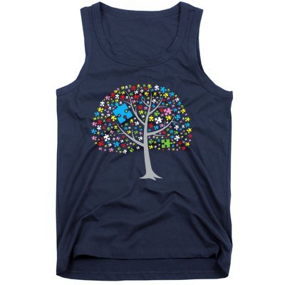 Autistic Autism Puzzle Tree Autism Tank Top