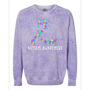 Autism Awareness Puzzle Ribbon Colorblast Crewneck Sweatshirt