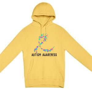 Autism Awareness Puzzle Ribbon Premium Pullover Hoodie