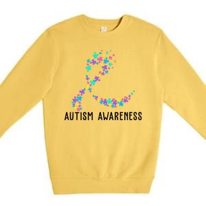 Autism Awareness Puzzle Ribbon Premium Crewneck Sweatshirt