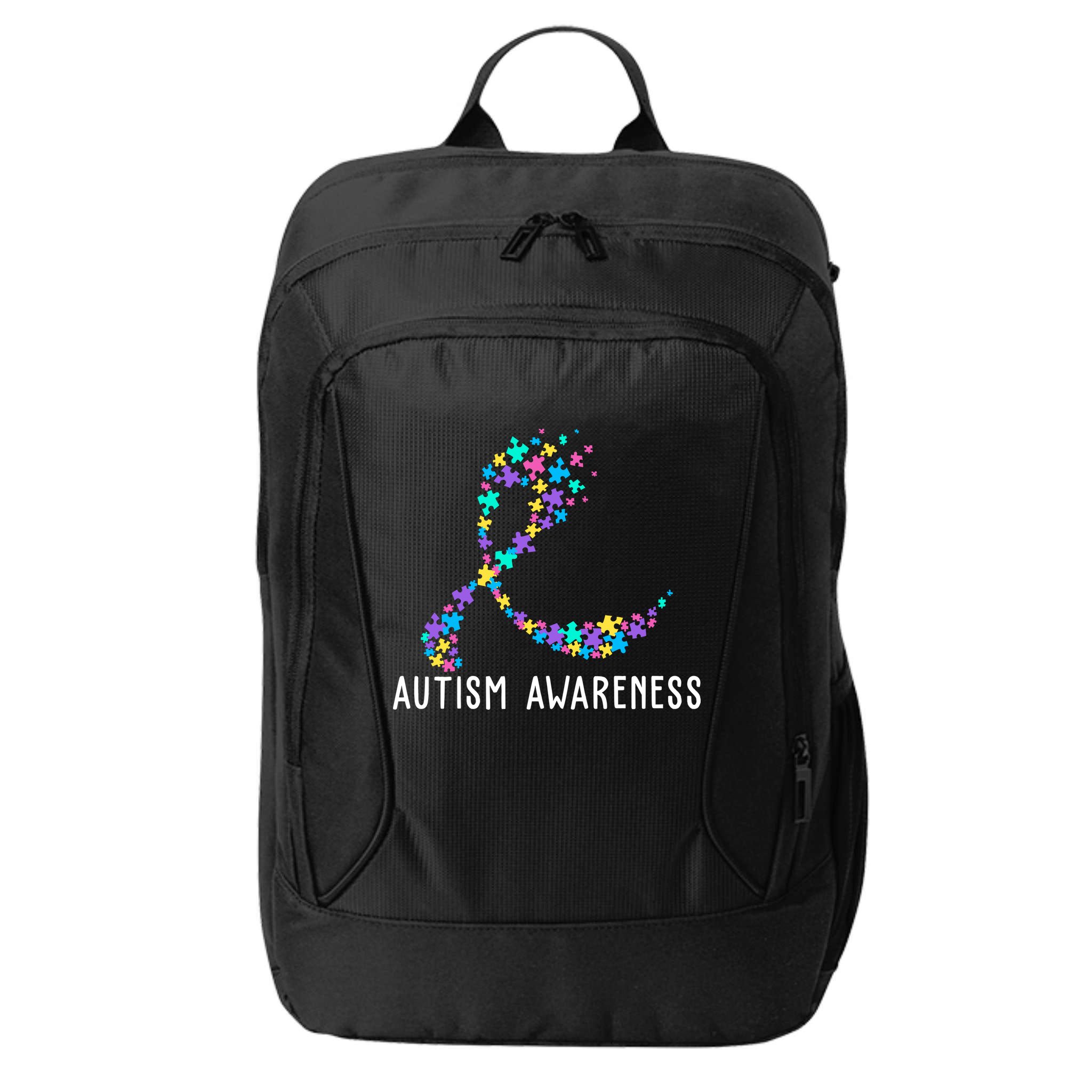 Autism Awareness Puzzle Ribbon City Backpack