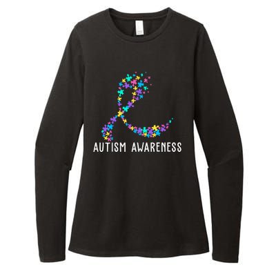 Autism Awareness Puzzle Ribbon Womens CVC Long Sleeve Shirt