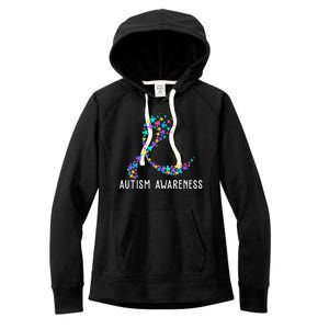 Autism Awareness Puzzle Ribbon Women's Fleece Hoodie