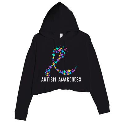 Autism Awareness Puzzle Ribbon Crop Fleece Hoodie