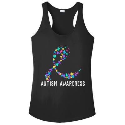 Autism Awareness Puzzle Ribbon Ladies PosiCharge Competitor Racerback Tank