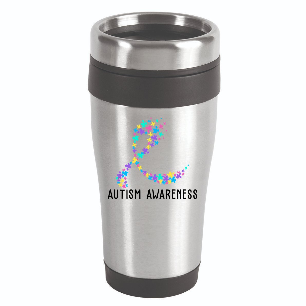 Autism Awareness Puzzle Ribbon 16oz Travel Tumbler
