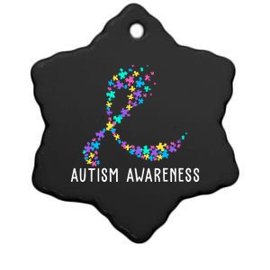 Autism Awareness Puzzle Ribbon Ceramic Star Ornament