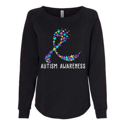 Autism Awareness Puzzle Ribbon Womens California Wash Sweatshirt