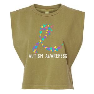 Autism Awareness Puzzle Ribbon Garment-Dyed Women's Muscle Tee