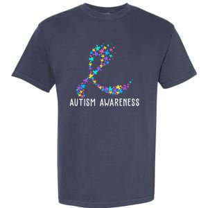 Autism Awareness Puzzle Ribbon Garment-Dyed Heavyweight T-Shirt