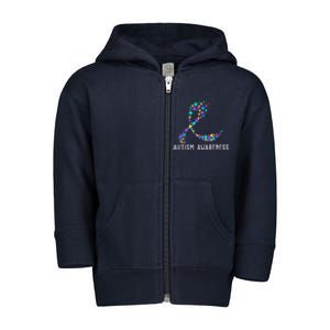 Autism Awareness Puzzle Ribbon Toddler Zip Fleece Hoodie