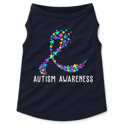 Autism Awareness Puzzle Ribbon Doggie Tank