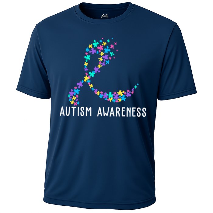 Autism Awareness Puzzle Ribbon Cooling Performance Crew T-Shirt