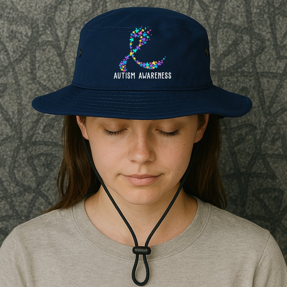 Autism Awareness Puzzle Ribbon Bucket Hat