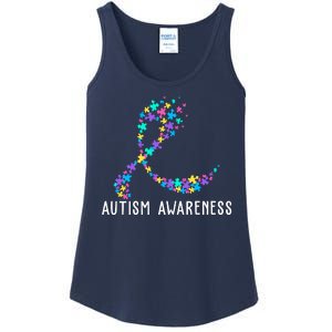 Autism Awareness Puzzle Ribbon Ladies Essential Tank