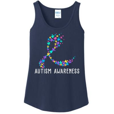 Autism Awareness Puzzle Ribbon Ladies Essential Tank