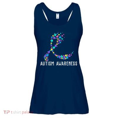 Autism Awareness Puzzle Ribbon Ladies Essential Flowy Tank