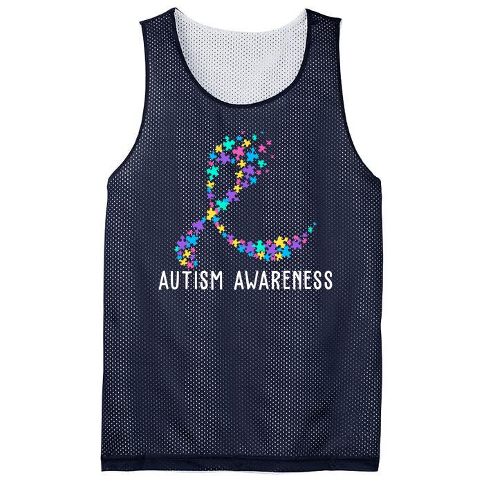 Autism Awareness Puzzle Ribbon Mesh Reversible Basketball Jersey Tank