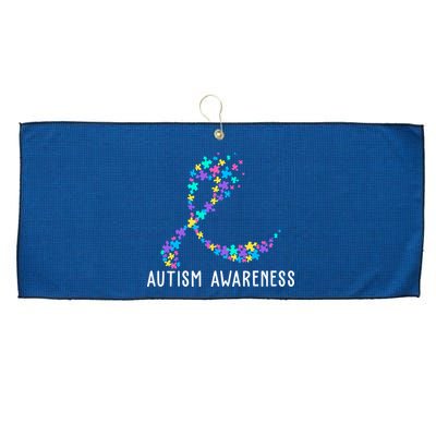 Autism Awareness Puzzle Ribbon Large Microfiber Waffle Golf Towel