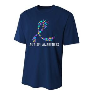 Autism Awareness Puzzle Ribbon Performance Sprint T-Shirt