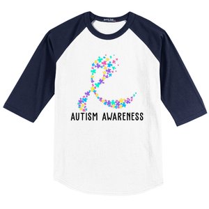 Autism Awareness Puzzle Ribbon Baseball Sleeve Shirt