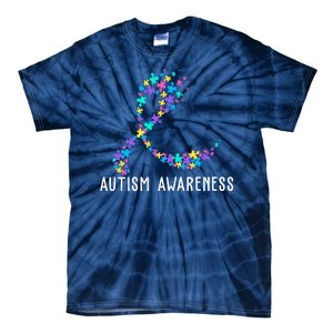 Autism Awareness Puzzle Ribbon Tie-Dye T-Shirt