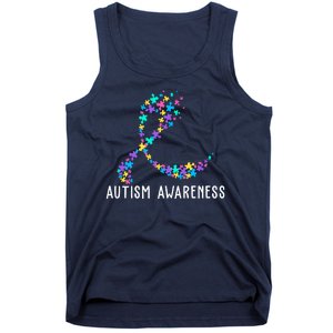 Autism Awareness Puzzle Ribbon Tank Top