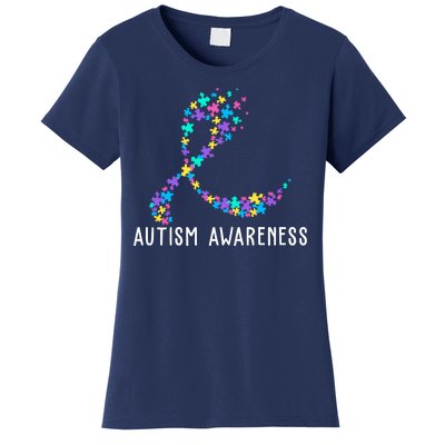 Autism Awareness Puzzle Ribbon Women's T-Shirt