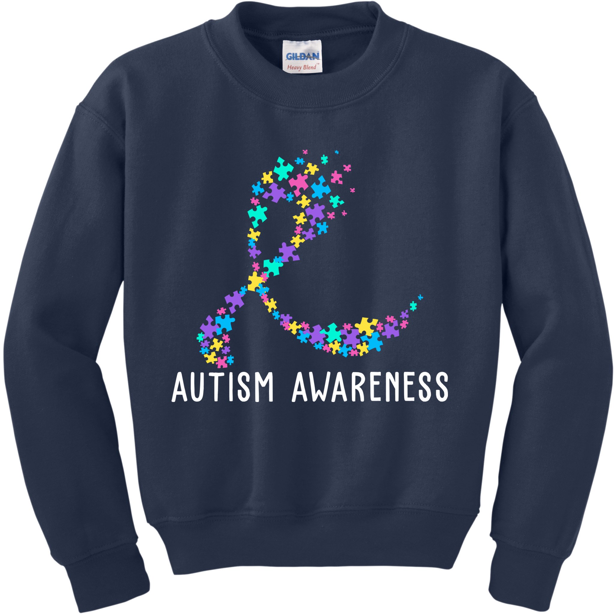 Autism Awareness Puzzle Ribbon Kids Sweatshirt