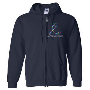 Autism Awareness Puzzle Ribbon Full Zip Hoodie