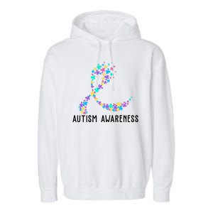 Autism Awareness Puzzle Ribbon Garment-Dyed Fleece Hoodie