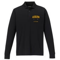 Auburn Alabama Product Retro Vintage Gift Performance Long Sleeve Polo