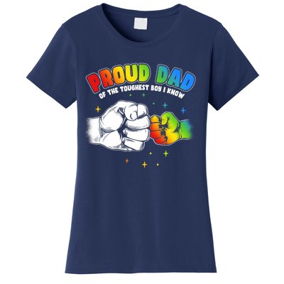 Autism Awareness Proud Dad Of The Toughest Boy Autism Women's T-Shirt