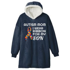 Autism Awareness Proud Mom Gift Proud Autism Mom Gift Hooded Wearable Blanket