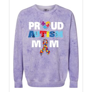 Autism Awareness Proud Mom Gift Proud Autism Mom Funny Gift Meaningful Gift Colorblast Crewneck Sweatshirt