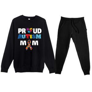 Autism Awareness Proud Mom Gift Proud Autism Mom Funny Gift Meaningful Gift Premium Crewneck Sweatsuit Set