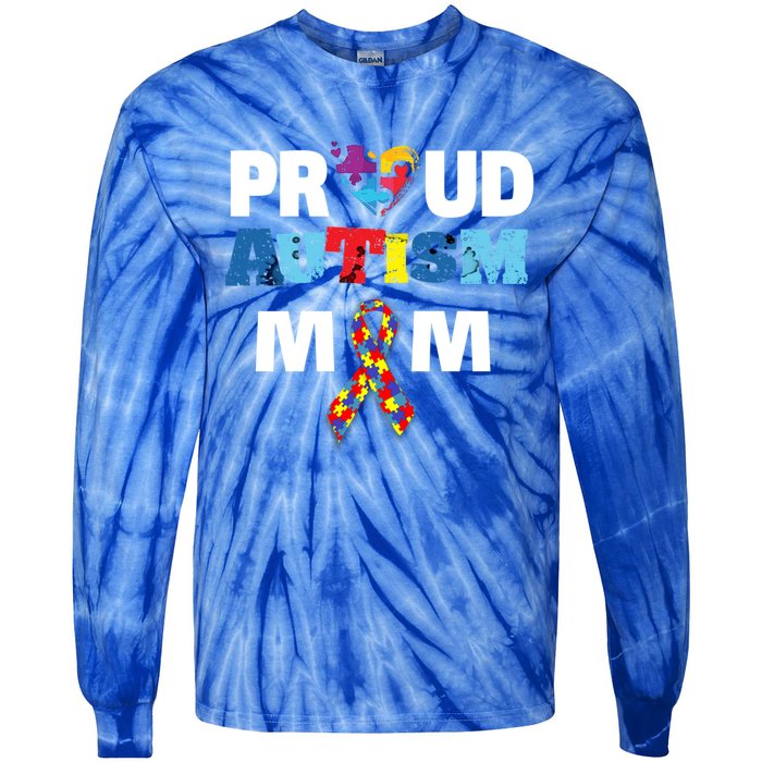 Autism Awareness Proud Mom Gift Proud Autism Mom Funny Gift Meaningful Gift Tie-Dye Long Sleeve Shirt